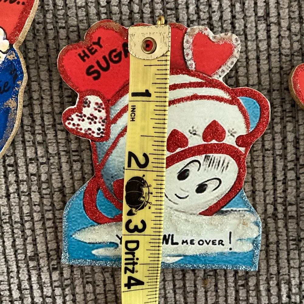 Handmade retro wooden Valentine’s Day ornament decorations x7